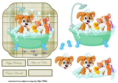 Dog, Duck, Cat in Bubbles Card Front