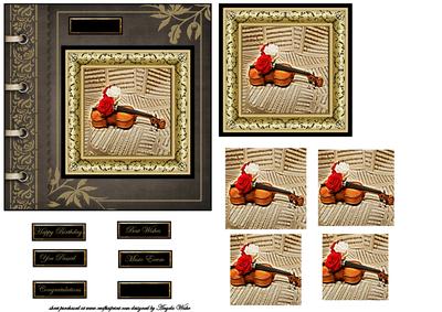 Violin Music Card Front with Topper