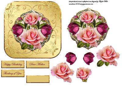 Rose Display Card Front with Topper