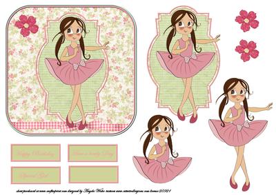 Happy Ballerina Card Front with Topper