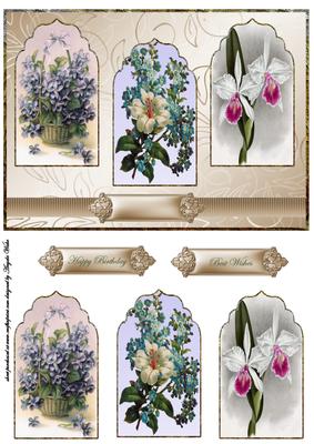 Vintage Floral Selection Card Front with Panels