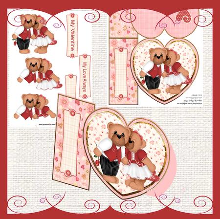 Teddy Bears Sweetheart Shaped Card Mini Kit