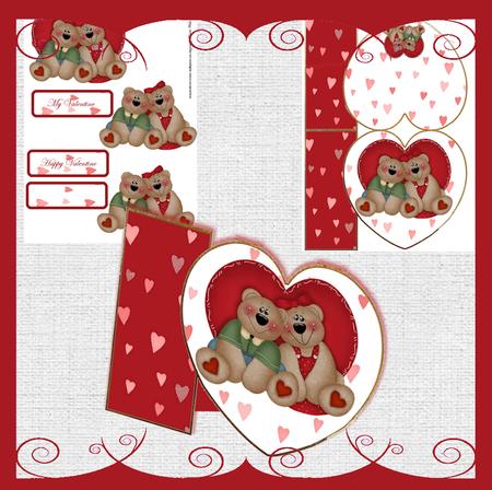 Mr and Mrs Teddy Bear Heart Mini Kit