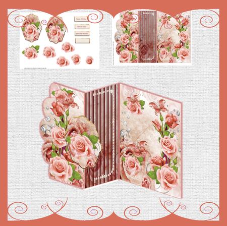 Pink Rose Scallop No Hole Fold Back Card Mini Kit