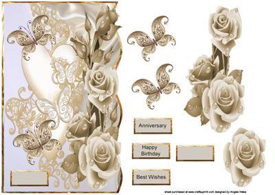 Sepia Anniversary Rose Card Front