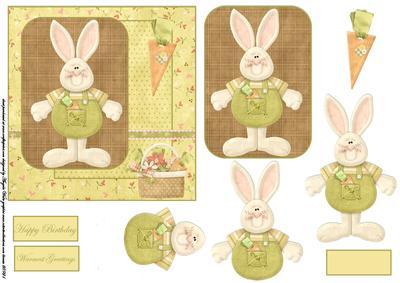 Carrot Bunny Rabbit Card Front with a Topper