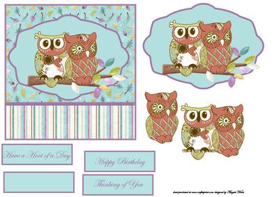 Two Hoots Live Here Card Front with Topper