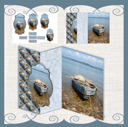 Rowing Boat Moored No Hole Fold Back Card Mini Kit