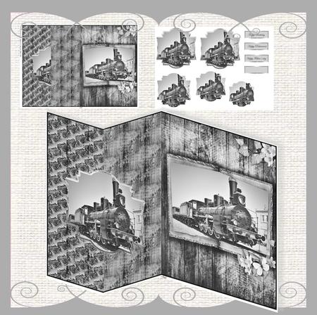 Vintage Steam Train No Hole Fold Back Card