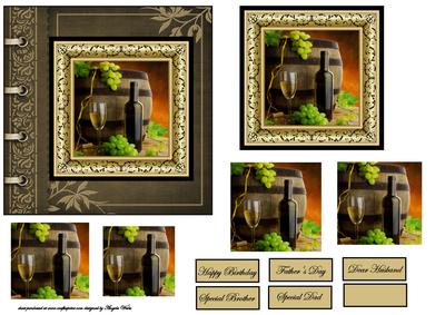 White Wine and Grapes Card Front