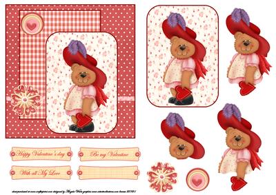 Valentine Teddy Bear in the Red Hat