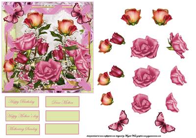 More Roses Card Front with Decoupage
