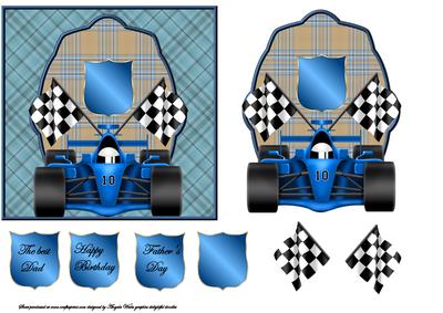 Speed and Racing Car Card Front and Topper