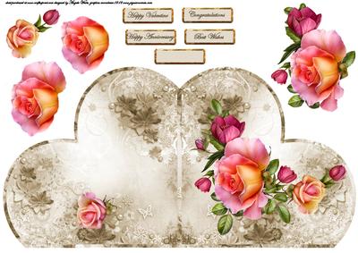 Rose and Heart Shaped Card