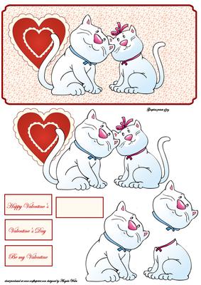 Cats in Love Card Front with Decoupage