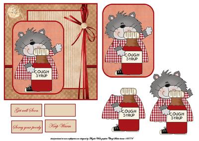 Cough Syrup from Cat Card Front with Topper