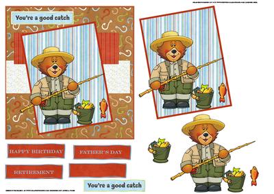 Fisherman Ted Card Front with Topper