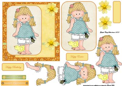 Emma with Her Yellow Baby Chick Card Front
