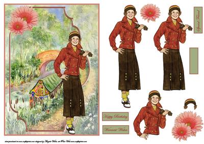 Walking Along the River Bracket Scene Card Front
