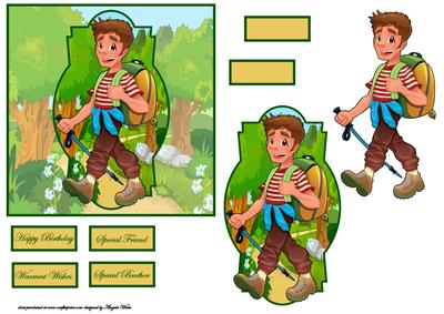 Male Hiker Card Front and Topper