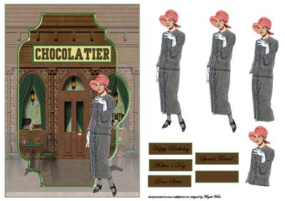 Visiting the Chocolate Shop Bracket Scene Card