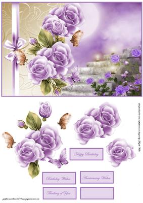 Moonlight and Roses Card Front with Decoupage