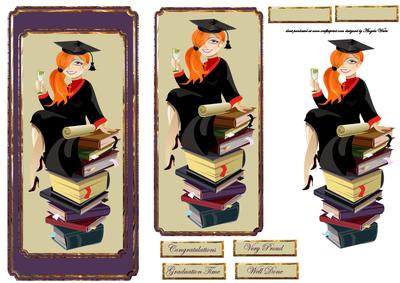 Graduation Girl Card Front with Topper