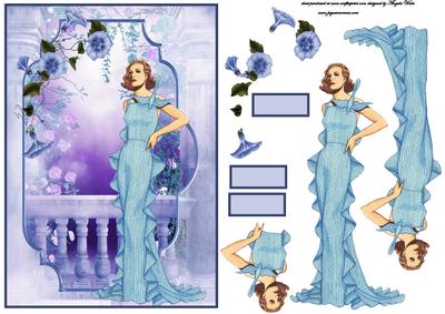 Morning Glory and Lady in Blue Bracket Scene Card