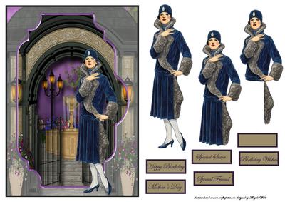 Elegant Lady Bracket Scene Card Front