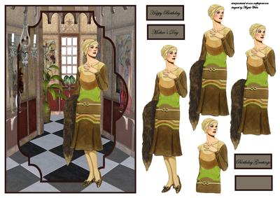 Lady in Hotel Foyer Bracket Scene Card Front