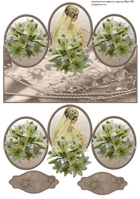 Vintage Bride Over the Edge Card Front and Toppers