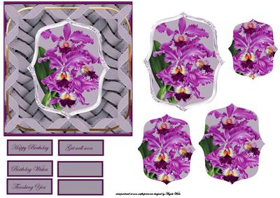 Vintage Flowers in a Weave Frame and Pyramid
