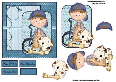 Boy and His Dog Card Front with a Topper