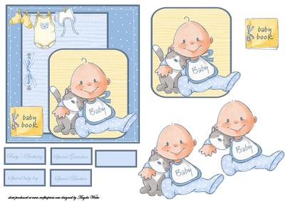 Baby Boy Birthday Card Front with Topper