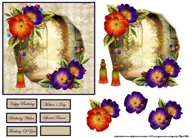Secret Garden Card Front with Topper and Decoupage