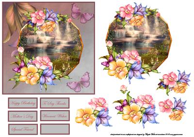 Enchanted Waterfalls and Flowers