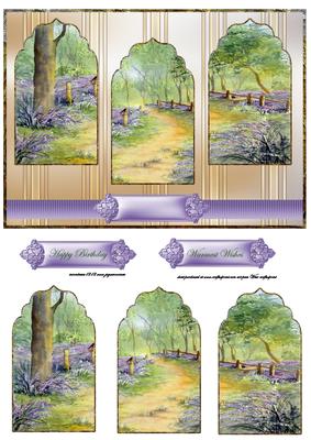 Blue Bell Wood Arch Panel Card Front with Toppers