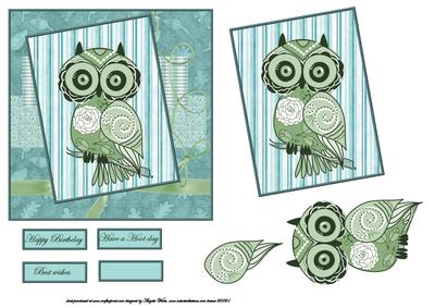 A Hoot Day with a Owl Card Front, Topper and Decoupage