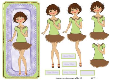 Teenage Girl Dl Card with Decoupage