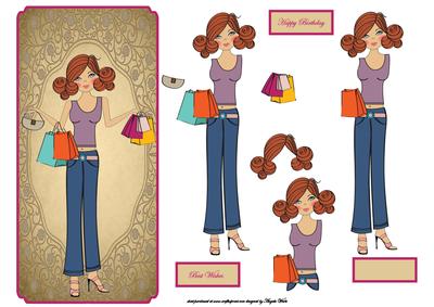 This Girl Loves to Shop Dl Card with Decoupage