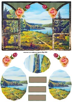 Lake View from My Window Card Front with Pyramid Layers