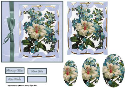 Mixed Vintage Flowers Card Front and Topper