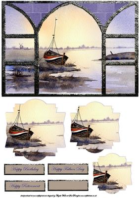Moored Boat View from My Window Card Front