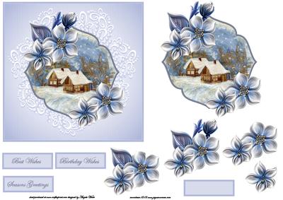 Winter Scene Card and Topper with Decoupage