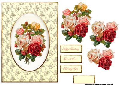 Cameo Vintage Flowers Card Front with Decoupage