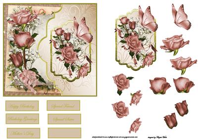 Pink Rose Scrap Page Card Front