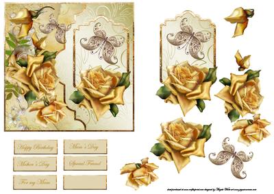 Yellow Rose's Card Front with Topper