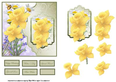 Spring Daffodils Card Front and Topper