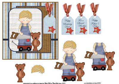 Daddy's Little Helper Card Front and Decoupage