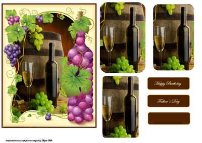 White Wine and Green Grapes and Vines Card Front